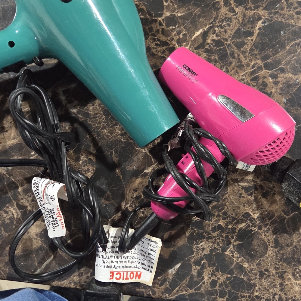 Conair Pink Hair Dryer and Teal Hair Dryer Set